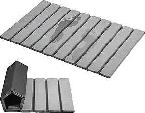 Foldable Stone Bath Mat, Super Absorbent Diatomaceous Earth Mat, NonSlip Quick Dry Bathroom Shower Mat  23.6x15.5 Inch for Bathroom, Kitchen, Outdoor Use, Easy Clean Grey