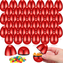 VercanMonth 48 Pcs Easter Eggs Metallic 2.28 x 1.65 Inch Empty Eggs Fillable Easter Eggs Empty Plastic Easter Eggs for Easter Hunt Easter Party Favors (Red)