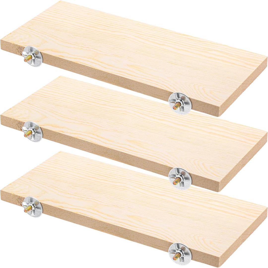 Okllen 3 Pack Bird Perch Stand, Parrot Wood Platform, Natural Wooden Perch Toys Playground Cage for Conure, Chinchilla, Parakeet, Budgie, Cockatiel