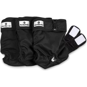 Pet Parents® Washable Dog Diapers (3Pack) + Extendrs® of Durable Doggie Diapers, Premium Dog Diapers Female & Male (Large, Black)