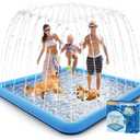 Raxurt Splash Pad, 107"- 80" Non-Slip Splash Pad for Kids and Dogs, Thickened Durable Square Dog Pool with Sprinkler Summer Outdoor Water Toys for Toddler Girls Boys Children Pet (Blue)