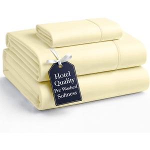 Casa Platino Twin Size Bed Set Pre-Washed, Ultra Soft & Breathable Sheets Twin, 3 Piece Set, Brushed Microfiber Bedding, Deep Pocket, Fits up to 15 inch Mattress Twin, Vanilla