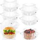 25 Pack Clear Clamshell Take Out Containers, Disposable Food Containers with Lids, 6 x 6 Inch Hinged Plastic To Go Take Out for Dessert, Cake, Salad, Bakery Supplies - With sealing sticker