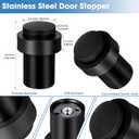 Chumia 10 Pcs Door Stopper Mounted Floor Stops Stainless Steel Cylindrical Stopper Modern Decorative Rubber Bumper Stops Holder Wall Protector for Bottom or Top of Door (Black)