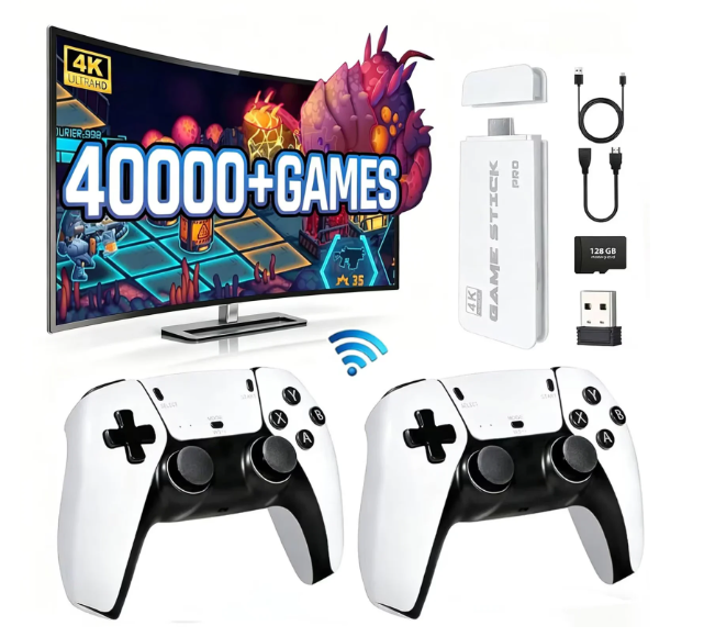 TORYTALE Retro Gaming Stick, 4K HDMI Output, Dual 2.4G Controllers, Plug-and-Play Video Game System for Family TV Parties