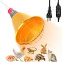 FHTONGE Waterproof Chicken Coop Heated Lamp Shell Ceramic E26 Socket with Cord, Adjust-Heat Brooder Light Clamp Dome Aluminum Reflector, Reptile Heating Lampshade Fixture, Poultry Heat Bulb Clip Hold