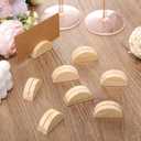 Colingmill 24 Pcs Wooden Table Number Stands Wedding Table Name Holder Semicircular Design Place Card Holders with 24 Pcs Tented Cards for Retail Shop Wedding Party Events Decoration (Wood Color)