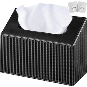 Hand Towels Box Cover Holder,PU Leather Hand Towel Case Compatible with Kleenex Disposable Paper Hand Towels (Black)