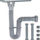 1-1/2" & 1-1/4" Flexible Kitchen Sink Drain Kit, Adjustable Bathroom P-Trap Sink Drain Pipe, Kitchen Garbage Disposal 10-29 Inch (2 Pack)