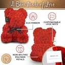 Large 16 Inch Rose Bear Flower Bear Gift Set with Luxury Gift Box, Handmade Artificial Rose Teddy Bear, Valentine Gift for Her, Anniversary, Birthday