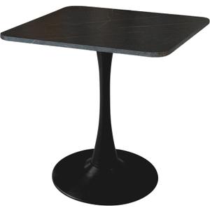 Square Modern Dinning Table 30 inches for 2-4 Bistro Tulip Table with Faux Marble top,Easy Assemble,no Wobble,Stable Sturdy Metal Frame Diameter 30in*H28.74in (Black, 30in)
