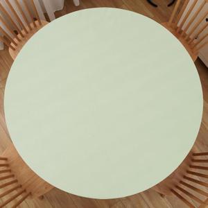 Round Fitted Tablecloth with Elastic Edge, Waterproof Plastic Table Cloth, Flannel Backed Vinyl Tablecloths Fits 57" - 65" Round Tables for Dining, Camping, Indoor and Outdoor, Light Green