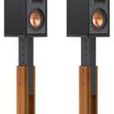 Height Adjustable Speaker Stands Pair for Studio Monitor & Bookshelf Speaker Stands-Wood Grain Floor Speaker Stands for Klipsch, ELAC, JBL, KEF, Edifier Surround Sound Speaker Stand Up to 50 Lbs