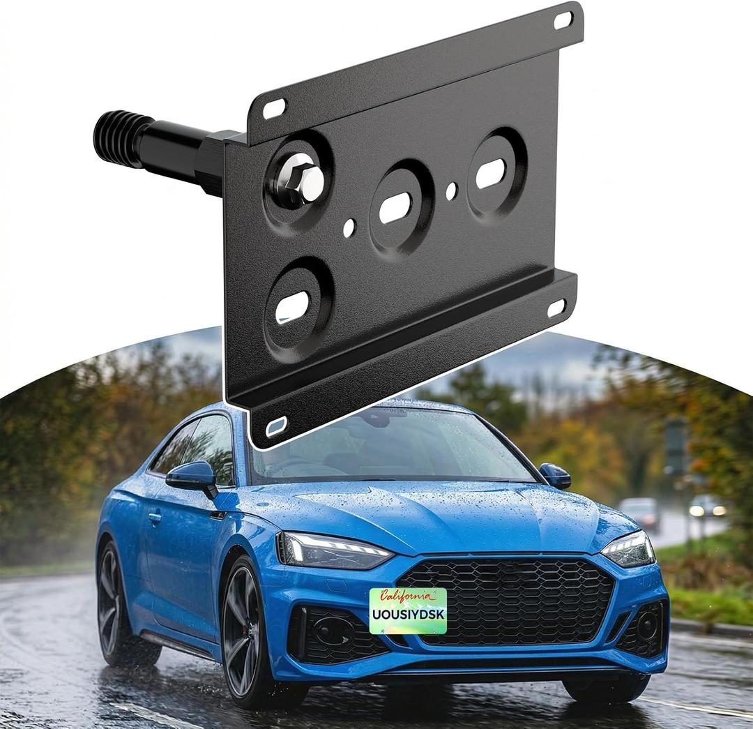 Front License Plate Bracket Compatible with Audi A4 A5 A7 S4 S5 S7 RS5 RS7 etc No Drill Tow Hook License Plate Holder, Car Tag Frame, Bumper Relocator Adapter
