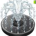 SZMP Solar Bird Bath Fountains,Working On Cloudy Day Solar Water Fountain 3.5W Glass Solar Panel 2000mAh Battery 4 Fixer 7 Nozzles Solar Fountain for Bird Bath Garden(Black Solar Panel)