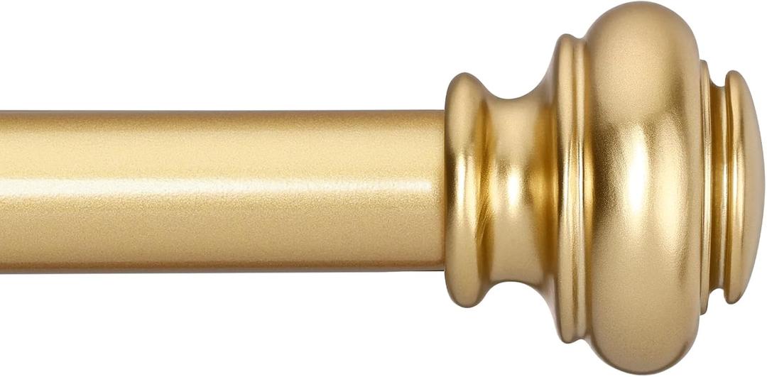 SIMEWIN Heavy Duty Curtain Rods for Windows 48 to 84 Inches, 1 Inch Gold Curtain Rod for Bedroom, Living Room, Patio, Kitchen, Adjustable Curtains Rods with Classic Finials, Gold Finishing (28"-88")