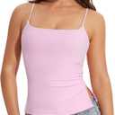 OMKAGI Cute Side Split Tank Tops for Women Summer Y2K Going Out Basic Shirts with Bras (Pink, M)
