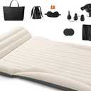 Ciremiv SUV Air Mattress for Car Camping - 6" Leakproof Inflatable Car Bed with Pillow & Electric Pump, Flocked Surface Travel Mattress for Trunk, Road Trip, Minivan, MPV -White + Gray