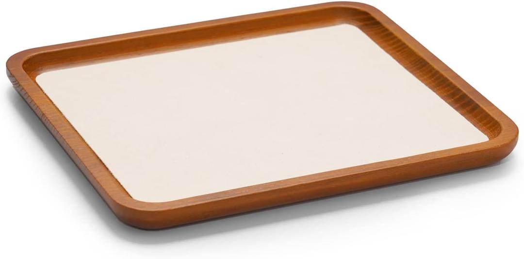 Oirlv Solid Wood Jewelry Tray Jewelry Display Holder Showcase Jewelry Display Organizer (Large, Creamy-white)
