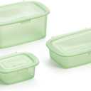 Lxe9kuxe9 Lekue Reusable Silicone Food Storage Box Container set of 3. Set includes: 0.2L, 0.5L, 1.0L (Green)