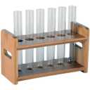 Lily's Home Bamboo Test Tube Vial Shot Glasses Holder Rack, Great as Pen Stand, Made from Bamboo with Built-In Handle, Rack Only, Glass Tubes NOT Included, 6 Tube Capacity (7/8" (22mm') Holes)