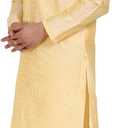 SKAVIJ Men's Art Silk Woven Design Kurta Pajama Set Ethnic Motifs Embroidered Party Dress (Yellow)
