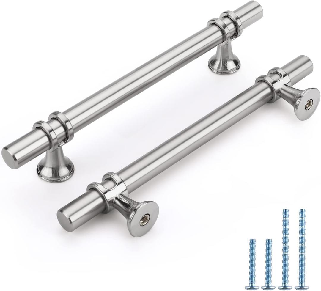 Rergy Cabinet Handles Drawer Pulls and Knobs, 10Pack Brushed Nickel 5inch Hole Center, Kitchen Hardware for Dresser Handle Zinc Alloy Furniture Pull