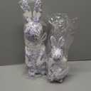 Threehoney 2 Pcs Easter Bunny Decorations Chinoiserie Blue and White Floral Rabbit Figurines 15.5/13/10 Inch Easter Bunny Centerpieces for Table Mantel Decor Spring Farmhouse Home Office Holiday Party