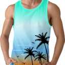 Mens Beach Tank Tops Sleeveless Shirts for Men Summer American Flag Print Graphic Mens Workout Gym Shirts Palm Tree Tops (M)