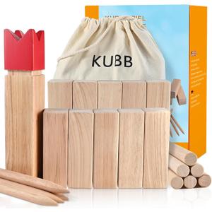 Large Kubb Yard Game Set with Carrying Bag, Yard Games Set Viking Chess Games Tossing Game Set, Outdoor Camping Beach Backyard Lawn Game for Adults and Family for Field Day Games (Large)