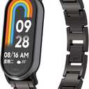 MOTONG Compatible with Xiaomi Band 9 Replacement Band - Stainless Steel Wrist Watch Band Strap - Black, Medium, Modern, Sports, Easy to Install