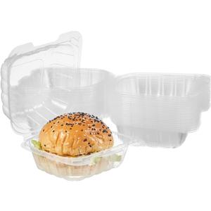 Jaluxing 100 Count Clear Plastic Hinged Food Take Out To-Go Clamshell Containers, 6" W Disposable Takeout Tray for Dessert, Cakes, Cookies, Salads, Pasta, Sandwiches (Formerly FULING)