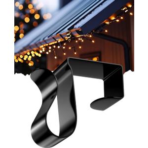 Gutter Clips for Hanging Outdoor Lights: 100 Pcs Metal Black Christmas Light Clips for outside String Lights - Weatherproof Gutter Clips for Xmas Halloween Seasonal Rope Mini Decoration Lights