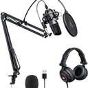 MAONO Microphone with Studio Headphone Set 192kHz/24bit Vocal Condenser Cardioid Podcast Mic Compatible with Mac and Windows, YouTube, Gaming, Live Streaming, Voice-Over (AU-A04H)