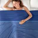 Topcee Cooling Blanket (90"x90" Queen Size) for Night Sweats, Absorbs Heat to Keep Adults Cool on Warm Nights (01-blue)