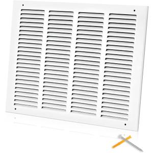 Fancat 16x12 Duct Opening | Steel Return Air Grille | Vent Cover Grill for Sidewall and Ceiling | HVAC Cold Air Intake Grille | White | Outer Dimensions: 17.75"W X 13.75", 16''Wx12''H [Duct Opening]