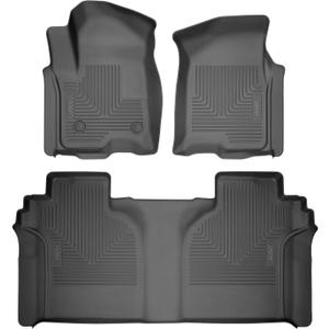 Husky Liners Weatherbeater Floor Mats | Fits 2015-2025 Ford F-150 (Includes 2022-2025 Lightning) SUPERCREW CAB ONLY w/Carpet & w/Out Fold Flat Storage | Front & 2nd Row, 3-pc Black - 94041