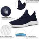 Feethit Womens Slip On Running Shoes Non Slip Walking Shoes Lightweight Gym Workout Shoes Breathable Fashion Sneakers All Dark Blue Size 8.5