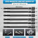6pcs SAE 1/4 and 5/16 Magnetic Nut Driver Set, 6 inch Long Nut Setter Set, Impact Power Hex Nut Driver Drill Bit, Magnetic Socket Impact Drill Bit Tool