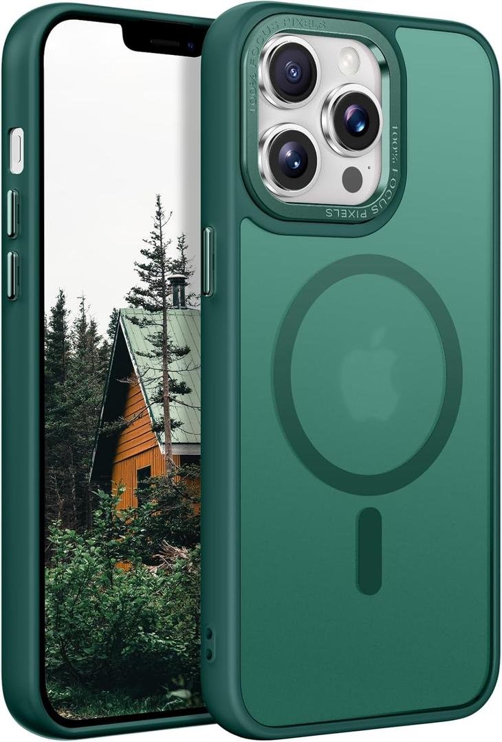 Magnetic Designed for iPhone 12 Pro Case [Military-Grade Drop Tested] [Compatible with Magnet] Slim Frosted Case for iPhone 12 Pro Phone Case (6.1"), Green