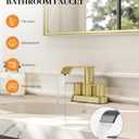 Homevacious Brushed Gold Bathroom Faucets Waterfall 4 Inch Centerset Bathroom Sink Faucet Stainless Steel with Pop up Sink Drain Stopper Supply Hose Basin Mixer Tap for Vanity RV 2 or 3 Hole Sink