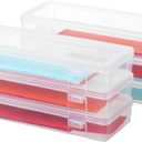 novelinks Stackable Plastic Clear Storage Box Containers with Latching Lid - Art Craft Supply Organizer Storage Containers for Pencil Box, Crayon, Beads, Jewelry (6 Pack Large -Clear)