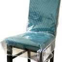 Swanna Plastic Dining Chair Covers with Backrests, PVC Clear Chair Seat Cover, Waterproof Kitchen Protector Chair Slipcover for Party No Dust/Dirt/Spill, Fit W/21 x D/18 Inch (4 Pack)