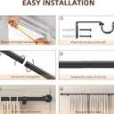 SMODBRODRE 2 Pack Curtain Rods for Window 32 and 48, Black 5/8 inch Splicing Single Window Curtain Rod Set with Brackets