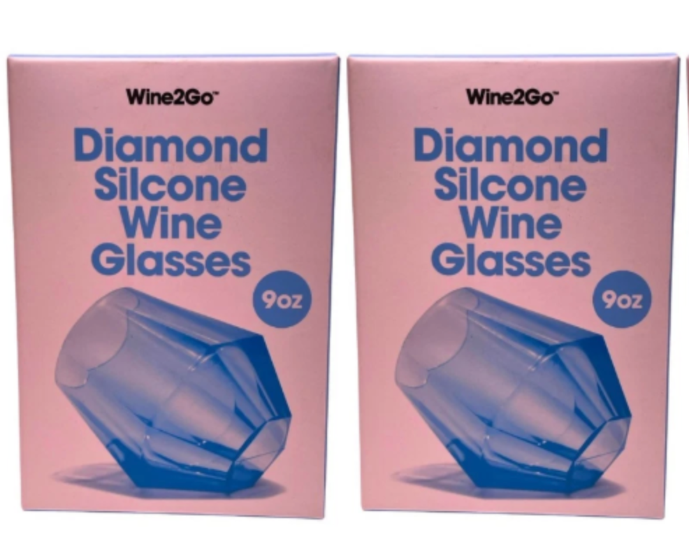 Wine2Go Diamond Silicone Wine Glasses 9oz