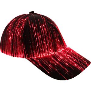 LED Light Up Baseball Cap, USB Rechargeable Fiber Optic Hat with 7 Glowing Colors for Party, Black