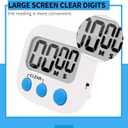 LinkDm 6 Pack Small Digital Kitchen Timer Magnetic Back and ON/Off Switch,Minute Second Count Up Countdown, White
