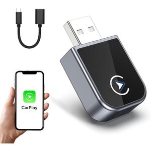 Wireless CarPlay Adapter for iPhone 2025 Upgrade, Mini Size, Convert Wired to Wireless, Plug & Play, Zero Latency, USB A & C Compatible, Works with 2015+ Cars & iPhone 6+