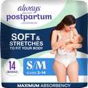 Always Discreet Postpartum and Adult Incontinence Underwear for Women, Small/Medium, Maximum Protection, 14 Count, Size S/M