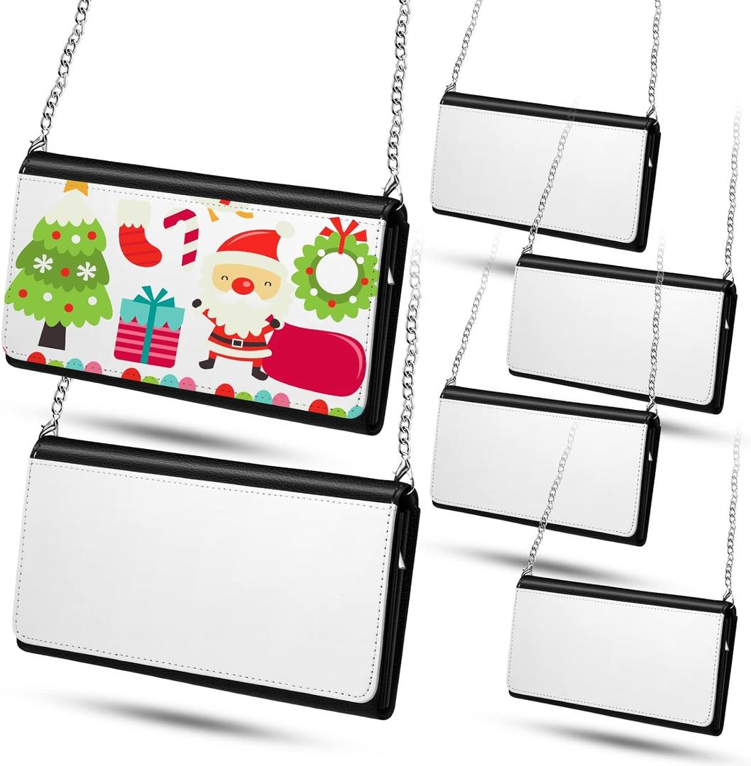 LEIFIDE Sublimation Blank Wallet for Women Heat Transfer DIY Pattern White 5 Mezzanine Purse Makeup Bag with Chain
